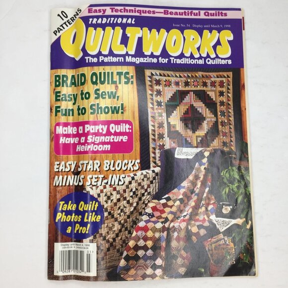 Traditional Quiltworks Pattern Magazine Quilter Feb Mar 1998 Issue No 54 Pattern - Picture 1 of 13